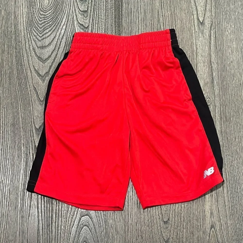 New Balance Kids Red Black Elastic Waist Basketball Shorts Size 10